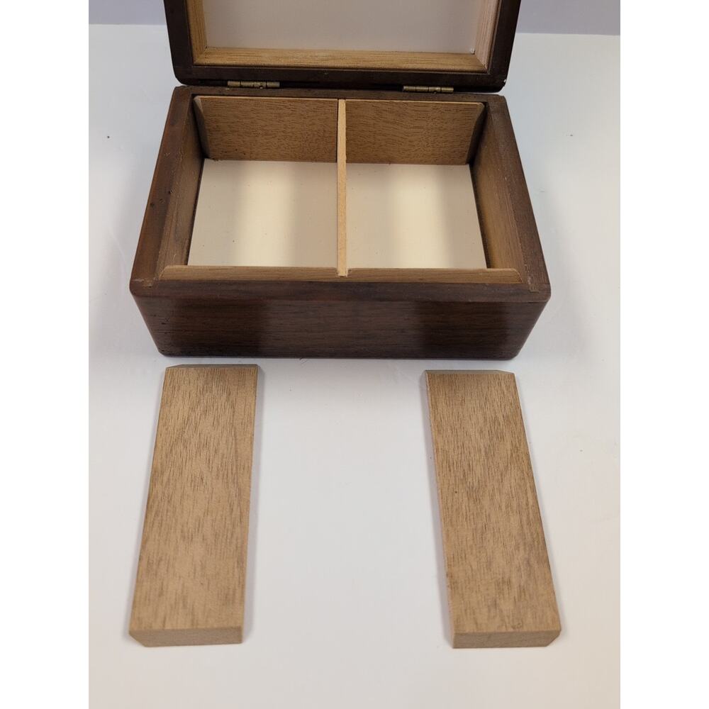 Vintage Decatur Indust. Deco Genuine Walnut Cigarette Humidor W/ Removable Divid - Picture 4 of 14